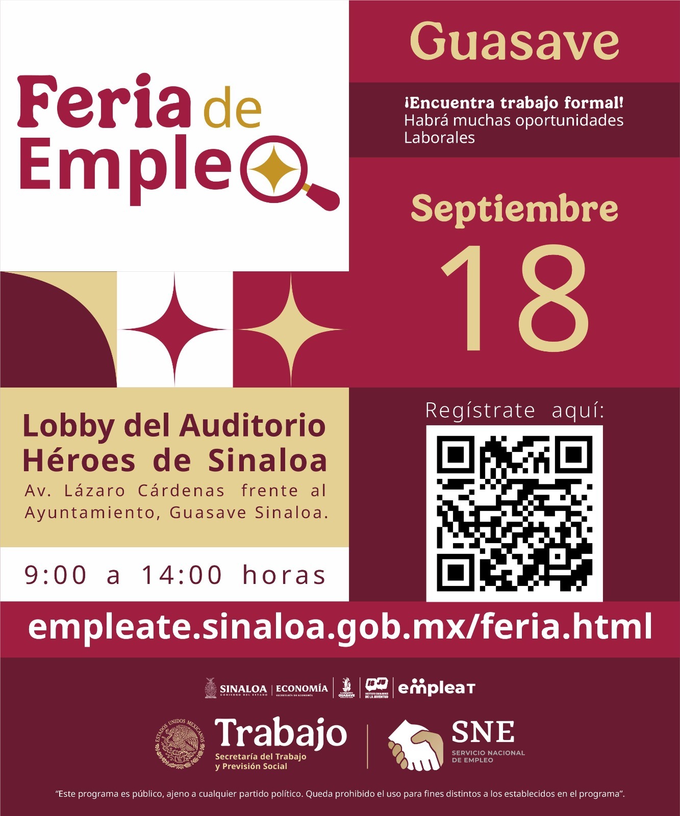 Feria Nacional de Empleo ofrecerá 320 vacantes en Guasave