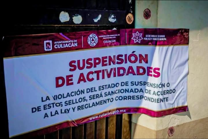 ¡Cierran el Guayabo! Amaneció con sellos de suspensión en pleno Centro de Culiacán